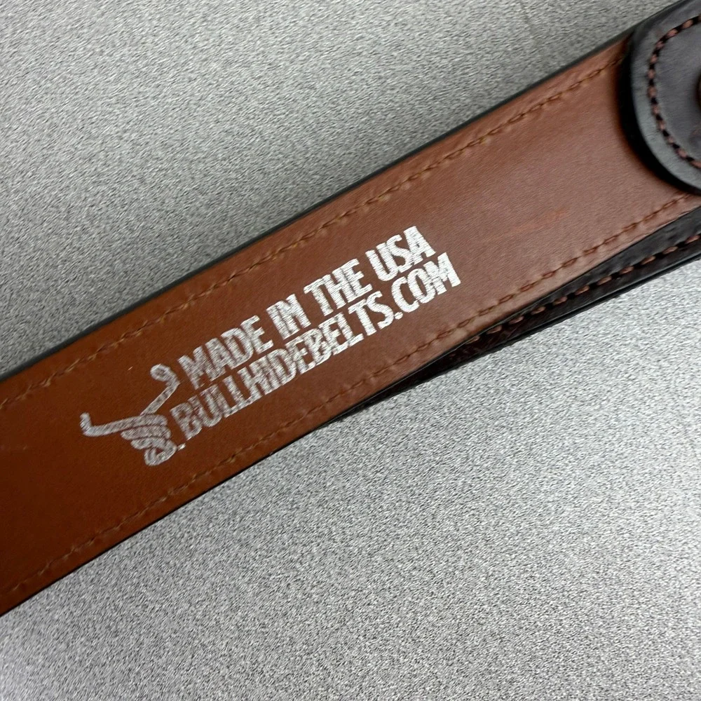 Bullhide Belts Belt Mens 44 Brown Leather Made in USA Roller Heavy Gun Belt 1.25